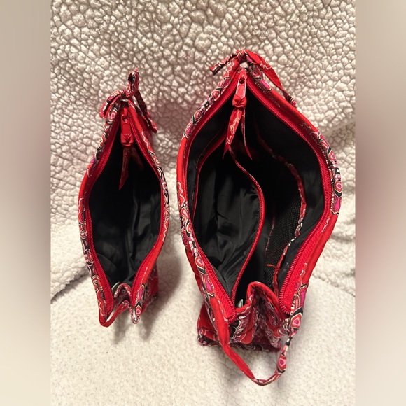 Vera Bradley Cosmetic and Brush Bag Set- Frankley Scarlet - Picture 2 of 2